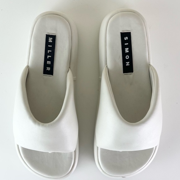NEW SIMON MILLER IVORY PLATFORM SLIDE SANDALS - Picture 10 of 11